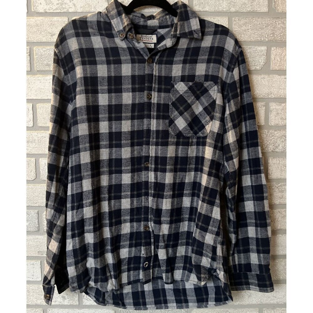 Boston Traders Bark of Quality Plaid Long Sleeve Shirt Mens Medium